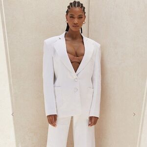 NWT House of CB White Linen Mix Oversized Kasia Blazer Size M